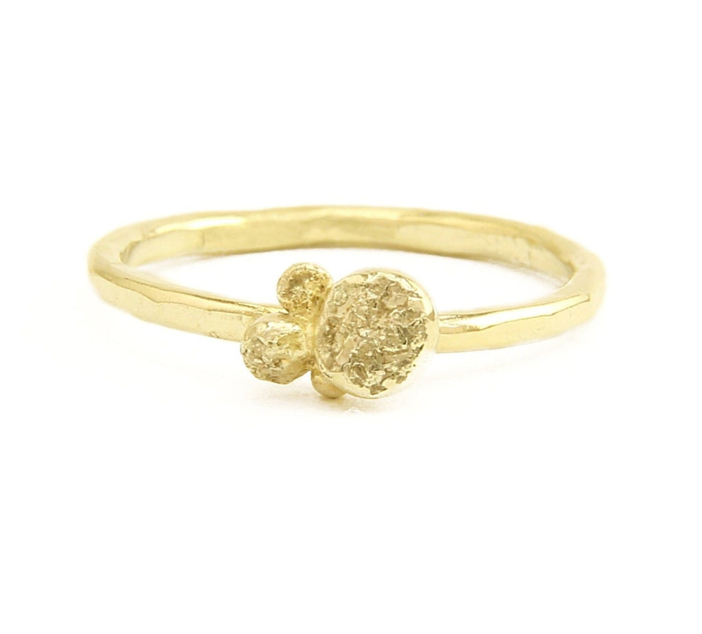 Gold nugget cluster ring