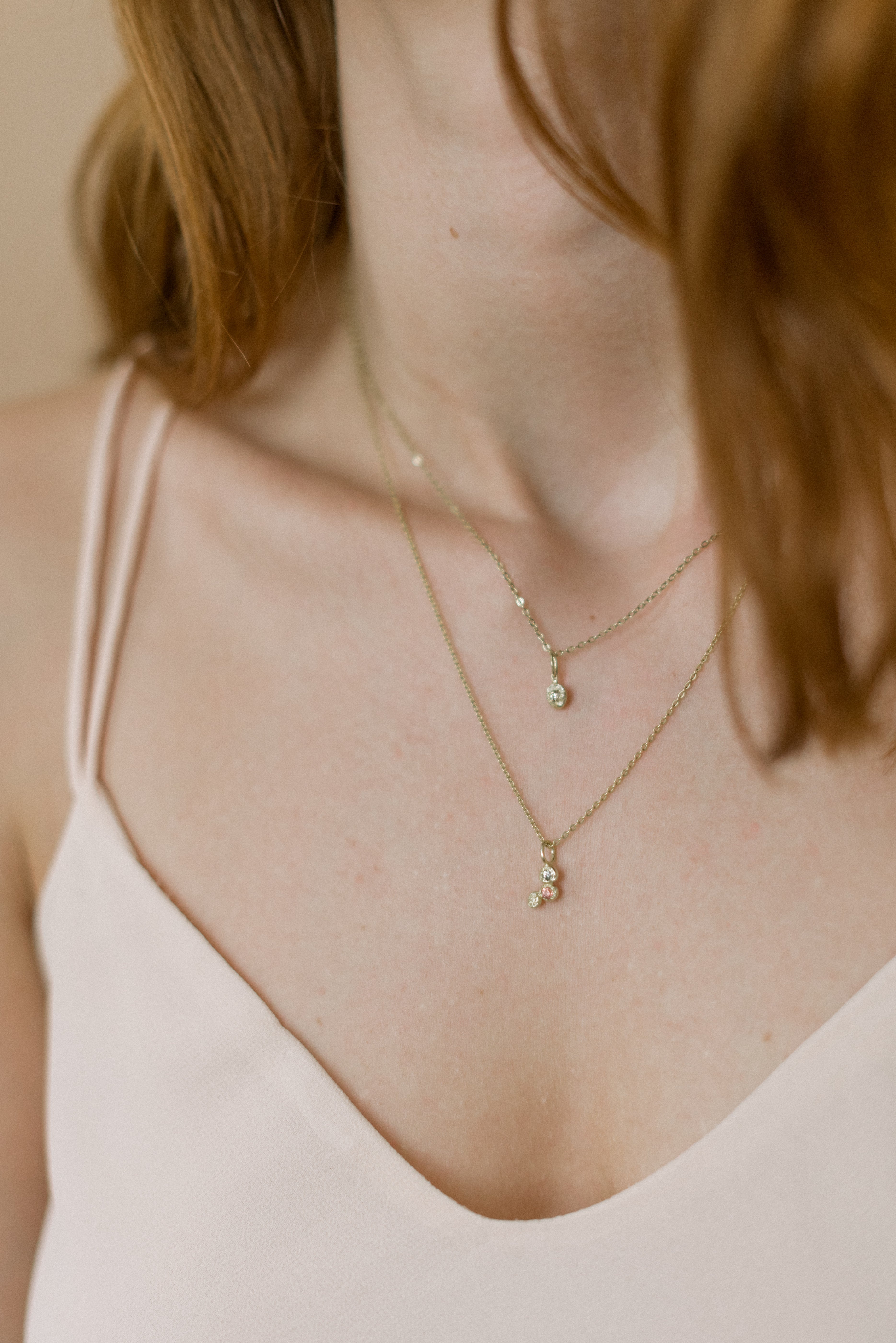 Flowermoon gold nugget necklace with diamond