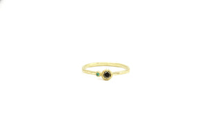 Flowermoon two gold nuggets ring with black diamond and emerald