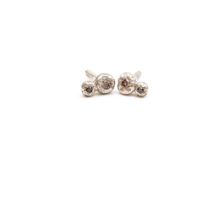 white gold nuggets earrings with diamonds