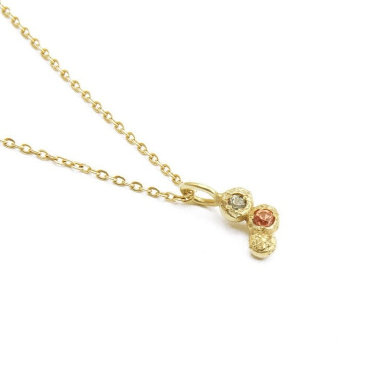 Gold Nugget Cluster Necklace with sapphires 