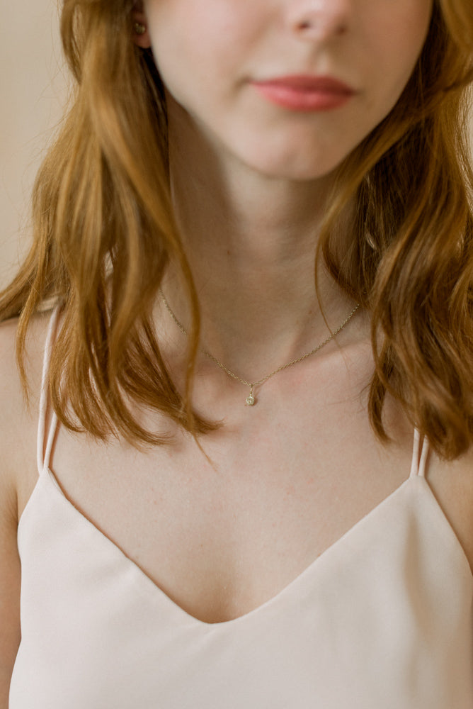 Flowermoon gold nugget necklace with diamond