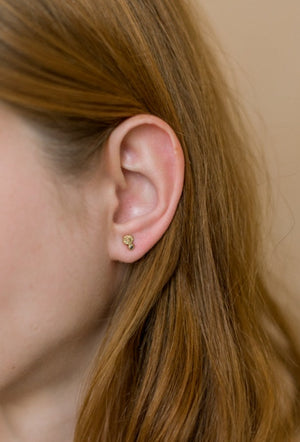 Flowermoon gold nugget earrings with black and champagne diamonds