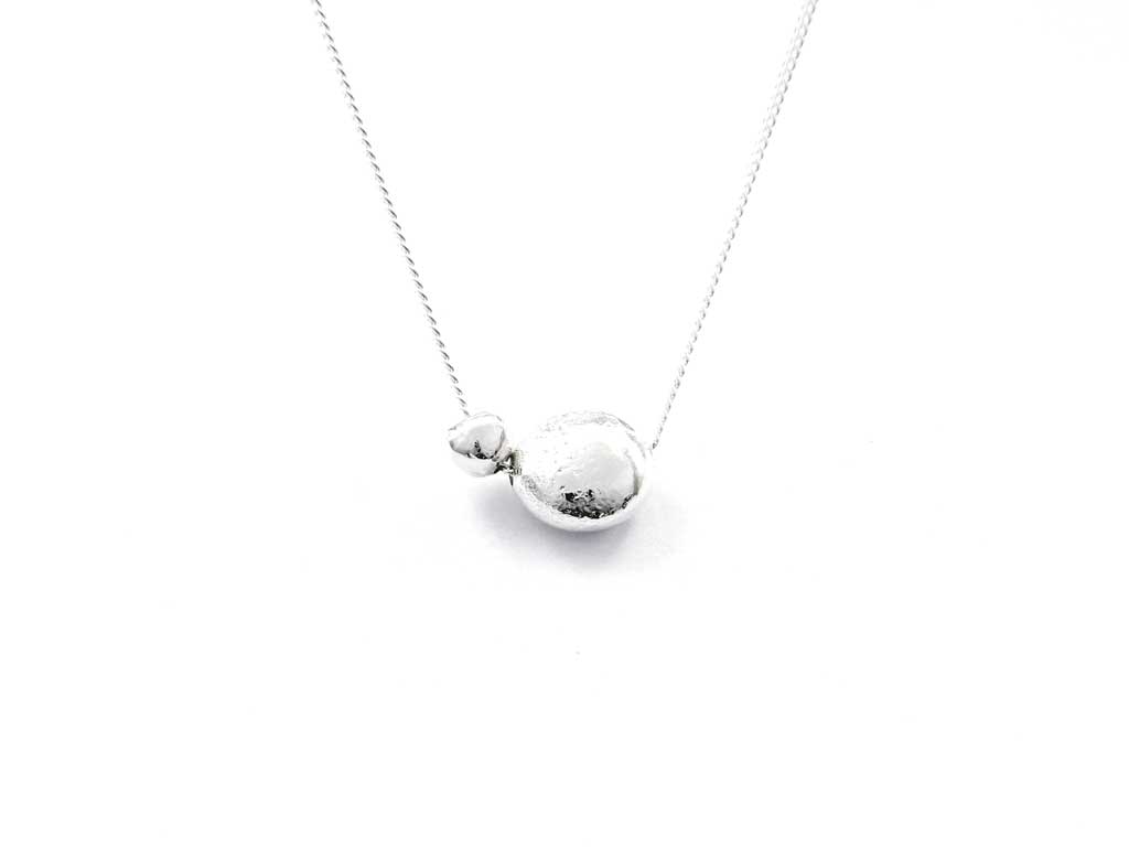 Pure silver nugget necklace 'Crude' No.2