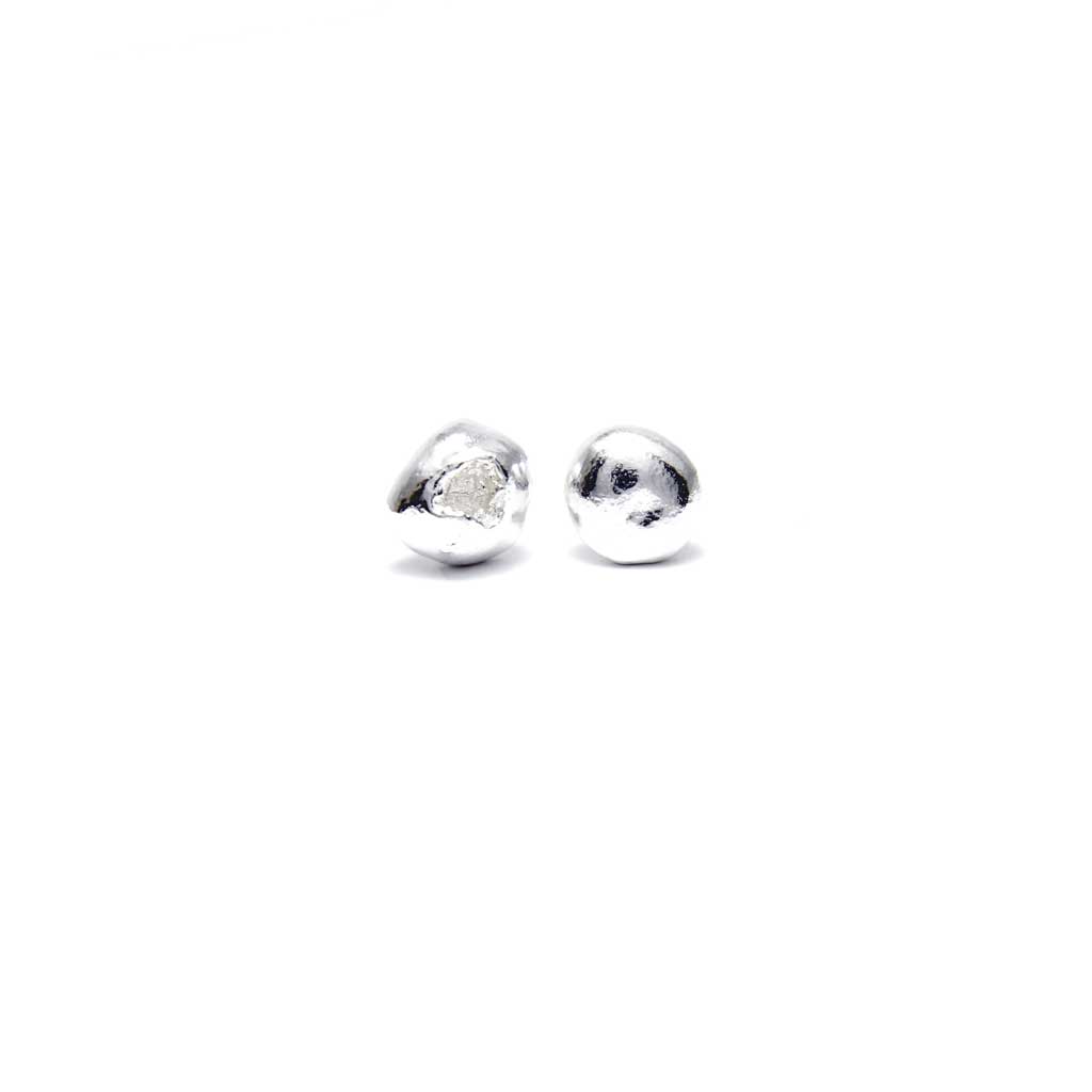 Pure silver nugget earrings ‘Crude’ No.3