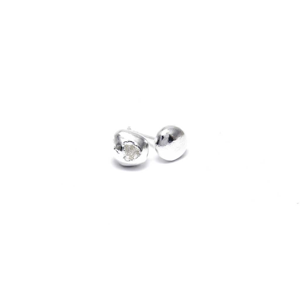 Pure silver nugget earrings ‘Crude’ No.3