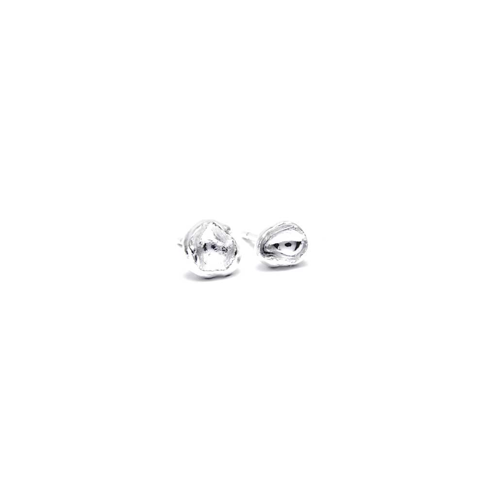 Pure silver nugget earrings ‘Crude’ No.4